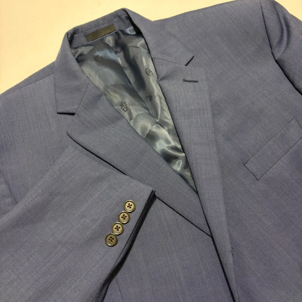Lauren Ralph Lauren Mens Blue Wool Blend 2-Button Blazer Sport Coat 50L Long